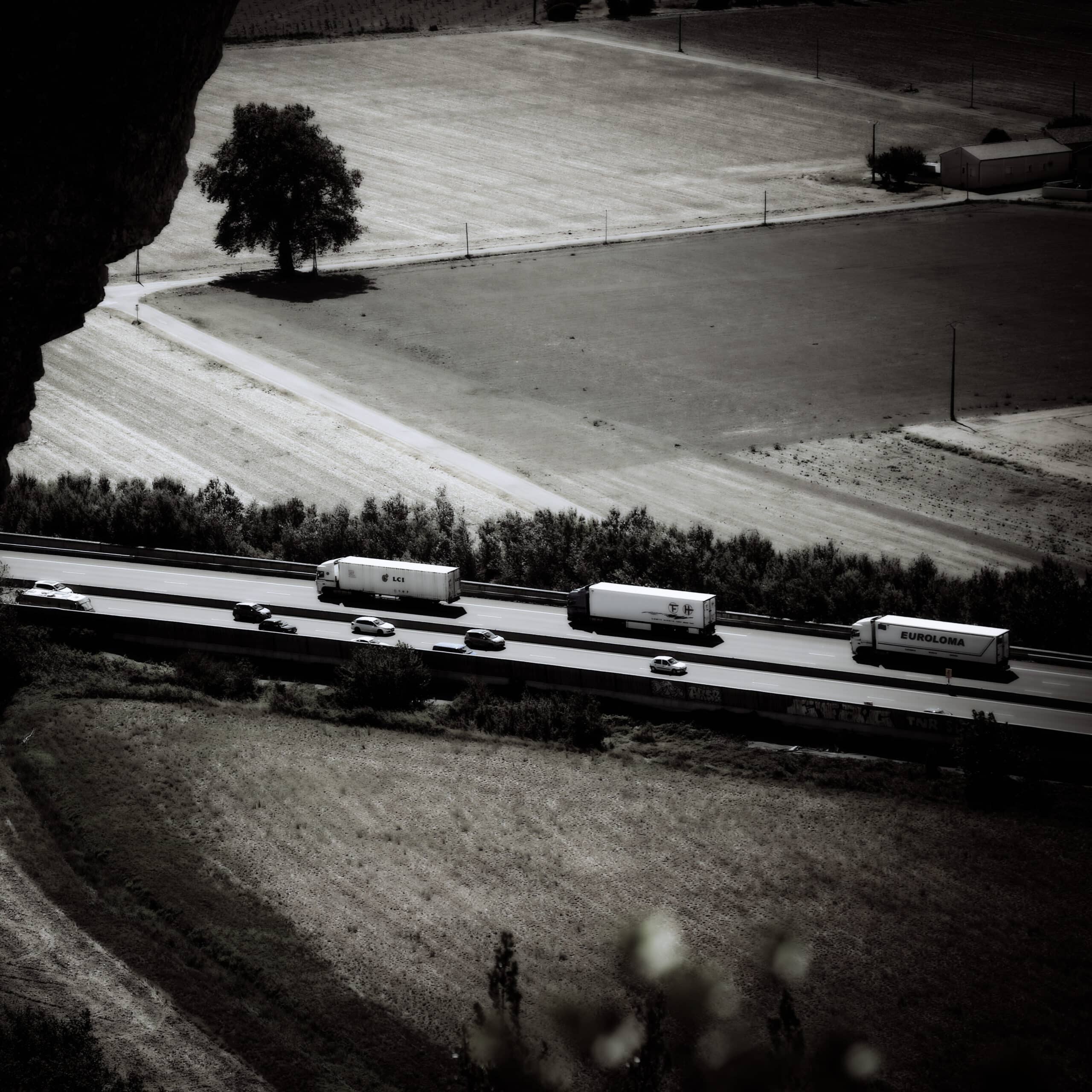 Lorries on a road