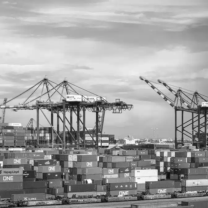Containers at a port